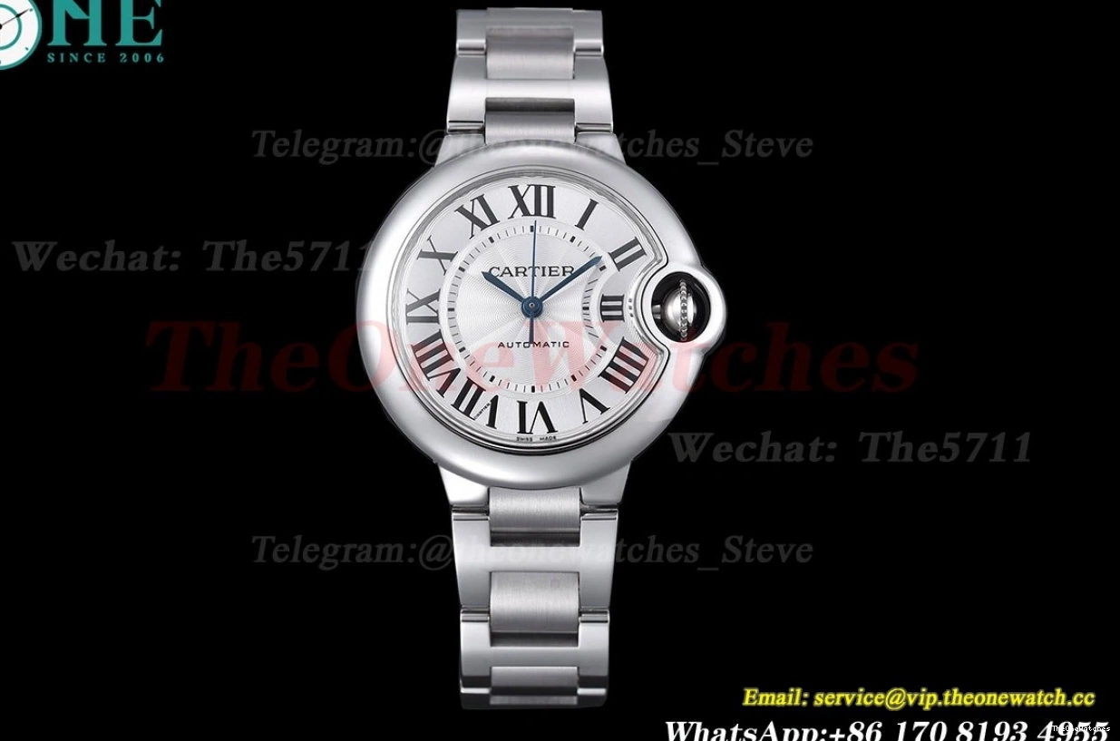 White De V6F Cartier Bleu Ballon 33mm NH05 SS Textured V8 Dial SS 0422